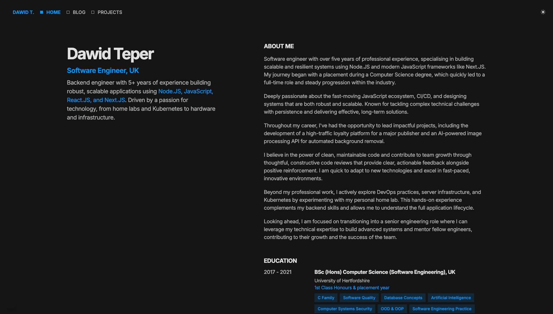teper.me portfolio site homepage